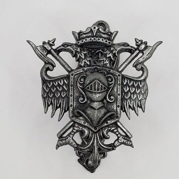 Vintage Coat of Arms Wall Hanger Hook Towel Wall Hanging Plaque Decor Brass - Picture 1 of 8